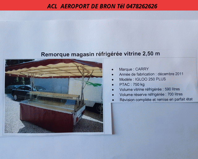 CARRY REMORQUE MAGASIN REFRIGEREE PTAC 750 KG